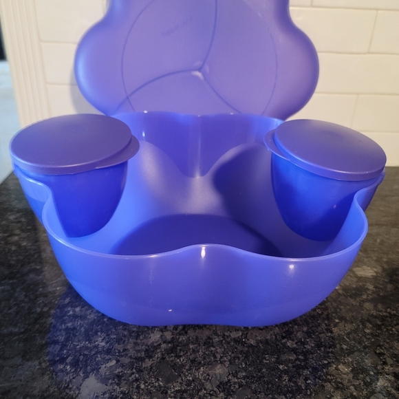 Tupperware Chip N Dip 4 Piece Set Large PURPLE Salad Bowl Set - Picture 2 of 7